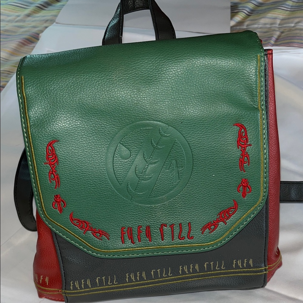 Star Wars Danielle Nicole Green & Red Faux Leather‎ Boba Fett Backpack